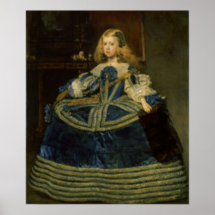 Velázquez - margarita Teresa in een blauwe dress Poster