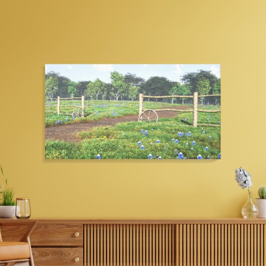 Veld Bluebonnets Wrapped Canvas (Insitu (Woonkamer))