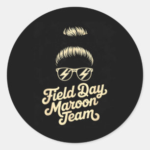 Veld Dag Maroon Team Voetbal Toernooi Leraar Ronde Sticker