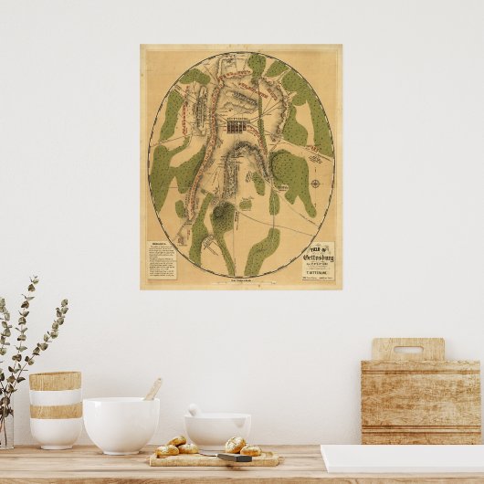 Veld Gettysburg, 1 juli, 2 en 3 juli, 1863 Poster (Keuken)