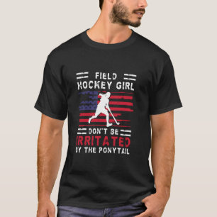 Veld Hockey Meisje Ponytail USA Amerika Vlag T-shirt