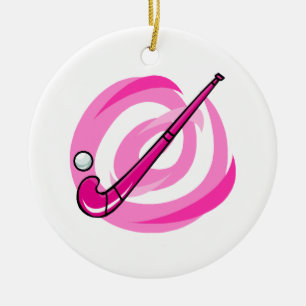 Veld Hockey roze logo Keramisch Ornament