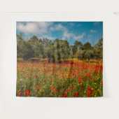 Veld met bloemen en bomen wandkleed (Voorkant (horizontaal))