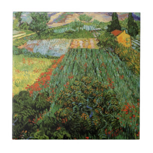 Veld met klaprozen door Vincent van Gogh Tegeltje