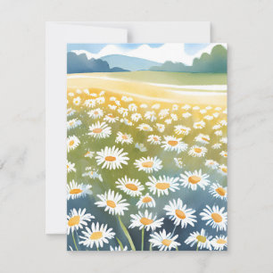 Veld met Madeliefjes Bloemenschilderij van een B Bedankkaart