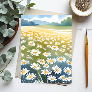 Veld met Madeliefjes   Bloemenschilderij van een B Briefkaart