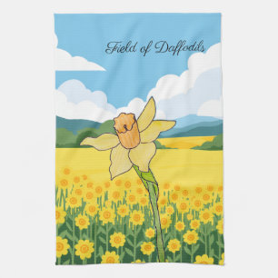 Veld met narcissen theedoek