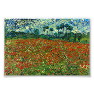 Veld met papavers van Van Gogh Fine Art Foto Afdruk
