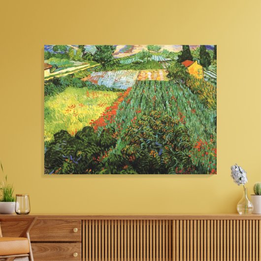 Veld met papavers van Vincent van Gogh Canvas Afdruk (Insitu (Woonkamer))