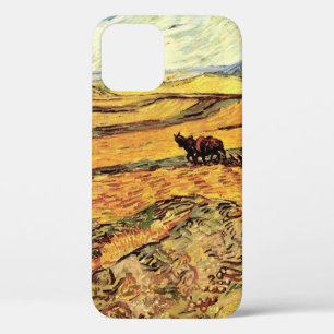 Veld met ploeger en molen door Vincent van Gogh iPhone 12 Hoesje