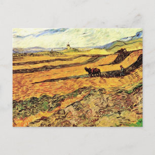 Veld met Plowman en Mill van Vincent van Gogh Briefkaart