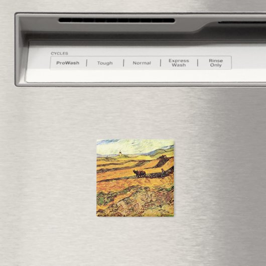 Veld met Plowman en Mill van Vincent van Gogh Magneet (Insitu (Vaatwasser))