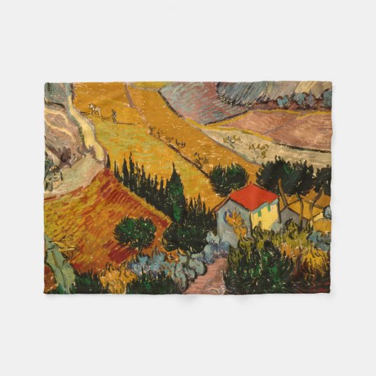 Veld met Plowman van Van Gogh Fleece Blanket Deken (Voorkant (Horizontaal))