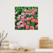 Veld met roze tulpen poster (Keuken)