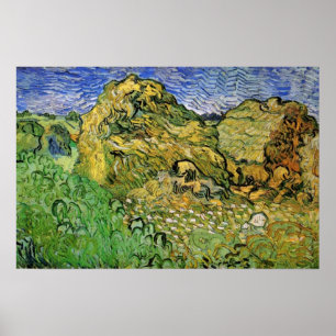 Veld met tarwestapels door Vincent van Gogh Poster