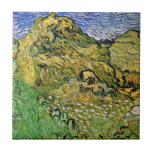 Veld met tarwestapels door Vincent van Gogh Tegeltje