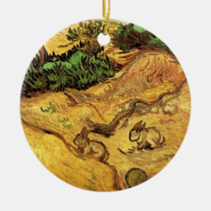 Veld met twee konijnen door Vincent van Gogh Keramisch Ornament