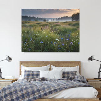 veld met wilde bloemen canvas afdruk