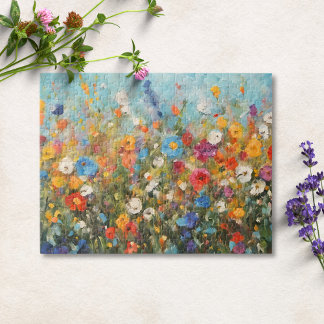 Veld met wilde bloemen legpuzzel