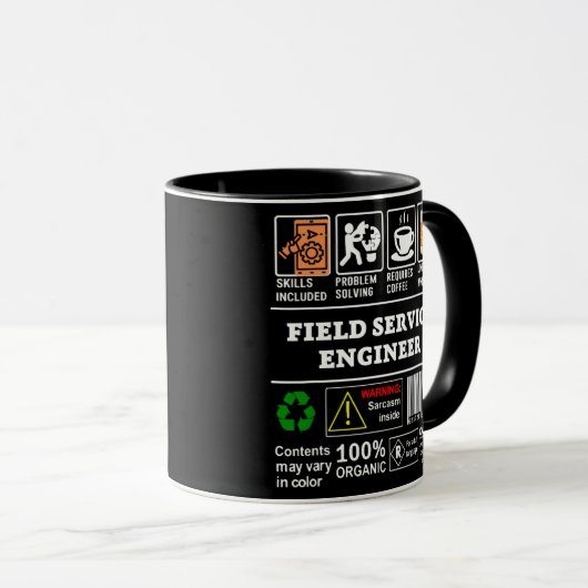 VELD SERVICE ENGINEER Label Skills Oplossen Mok (Voorkant rechts)