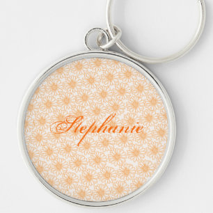 Veld van Daisies Sleutelhanger, Oranje bloemen Sleutelhanger