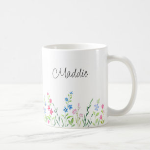 Veld van gemengde waterverf wilde bloemen koffiemok