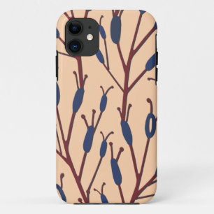 Veld van kattenstaarten tegen een perzik achtergro iPhone 11 hoesje
