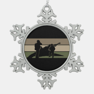 Veldartillerie Tin Sneeuwvlok Ornament