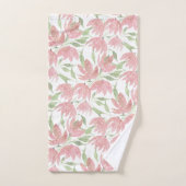 Veldbloemen kant getextureerd roze wit bad handdoek (Handdoek)