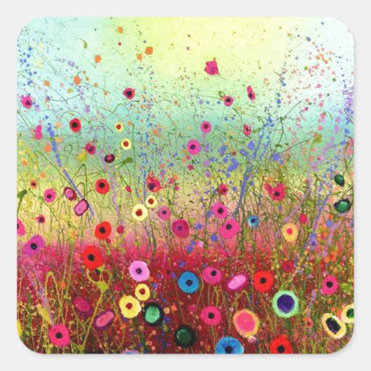 Veldbloemen Vierkante Sticker (Voorkant)