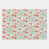 Veldbloemen Waterverf in zoet rood en blauw Inpakpapier Vel (Voorkant 3)