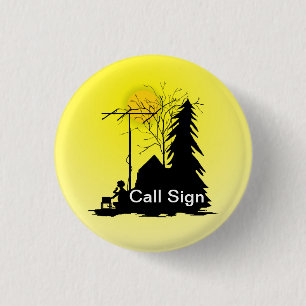 Velddagploegradio-operator Silhouette Button