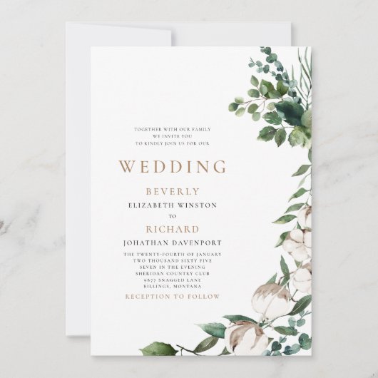 Velden van katoentoon en witje geen bruiloft kaart (Voorkant)