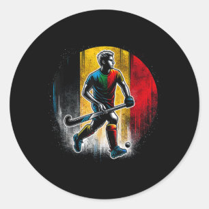 Veldhockey België Mannen Belgische Vlag Fieldhocke Ronde Sticker