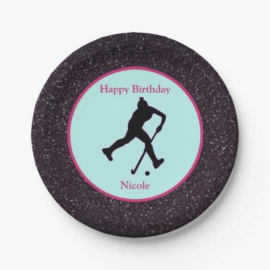 Veldhockey "Happy Birthday" Sparkle Paper Bord (Voorkant)