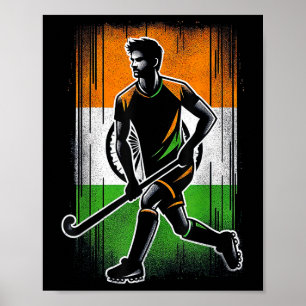 Veldhockey India Mannen Indiase Vlag Fieldhockey T Poster