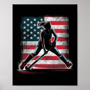 Veldhockey meisje VS Verenigde Staten van Amerika Poster