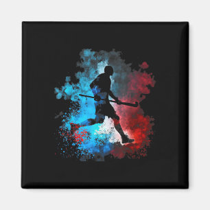 Veldhockey Veldhockeyspeler Vlammen Retro Veld Magneet