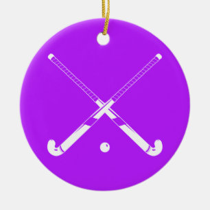 Veldhockey-versiering met naam Paars Keramisch Ornament