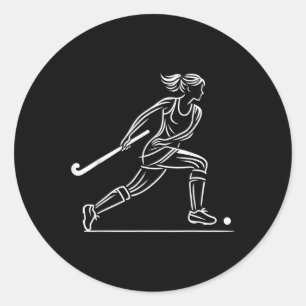 Veldhockey Vrouwen Lijnkunst Veldhockeyteam _1 Ronde Sticker