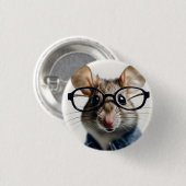 Veldmuis met bril ronde button 3,2 cm (Voorkant /achterkant)