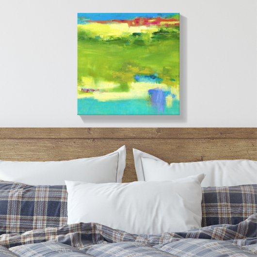 Veldnotities - Abstracte groene kunst Canvas Afdruk (Insitu (Slaapkamer))