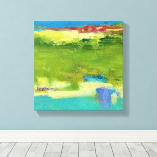 Veldnotities - Abstracte groene kunst Canvas Afdruk (Insitu (Houten vloer))