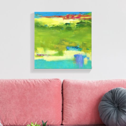 Veldnotities - Abstracte groene kunst Canvas Afdruk (Insitu (Woonkamer))