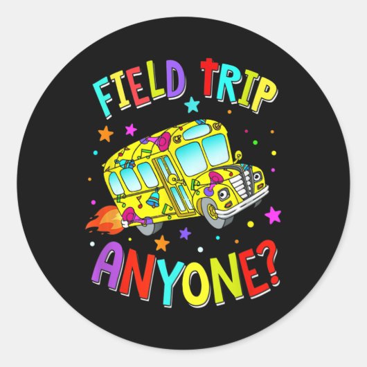 Veldreis iedereen Leerleraar schoolbus terug Ronde Sticker (Voorkant)