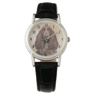 Veldspaniel schilderen - Kute Original Dog Art Horloge