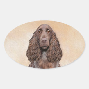 Veldspaniel schilderen - Kute Original Dog Art Ovale Sticker