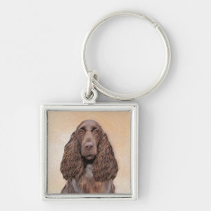 Veldspaniel schilderen - Kute Original Dog Art Sleutelhanger