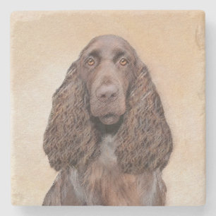 Veldspaniel schilderen - Kute Original Dog Art Stenen Onderzetter
