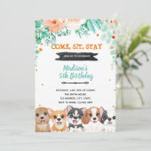Velduitnodiging voor Floral dogs Feestdagenkaart (Staand voorkant)
